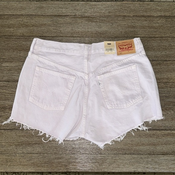 LEVI'S 501 HIGH RISE ORIGINAL DENIM JEAN SHORTS Washed Lilac - Picture 4 of 11